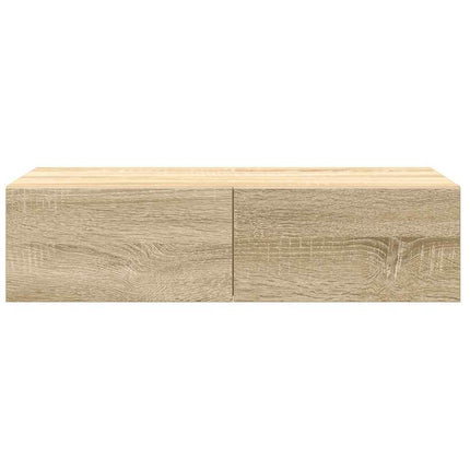 væghylde med skuffer 60x26,5x15 cm konstrueret træ sonoma-eg