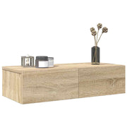 væghylde med skuffer 60x26,5x15 cm konstrueret træ sonoma-eg