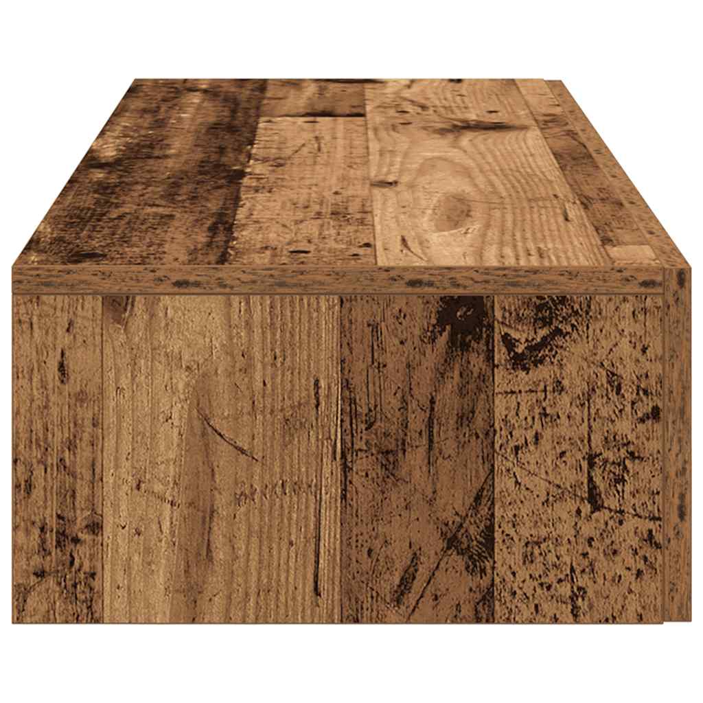 væghylde med skuffer 60x26,5x15 cm konstrueret træ antikt træ