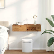 væghylde med skuffer 80x33x17 cm konstrueret træ antikt træ