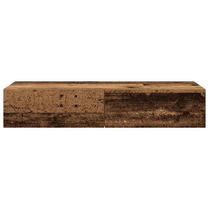 væghylde med skuffer 100x36x19 cm konstrueret træ antikt træ