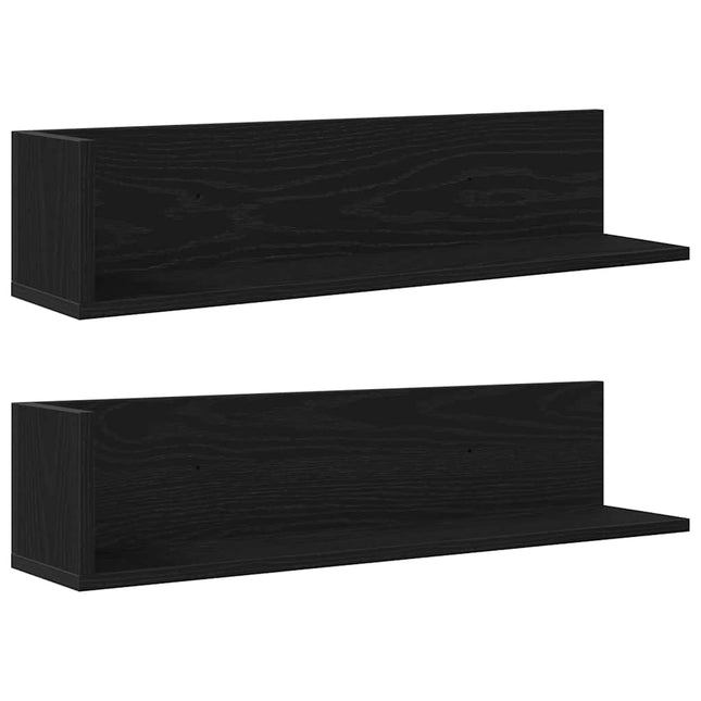 væghylder 2 stk. 75x16,5x16,5 cm konstrueret træ sort