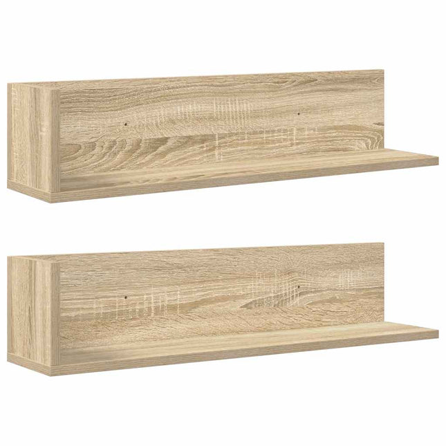 væghylder 2 stk. 75x16,5x16,5 cm konstrueret træ sonoma-eg