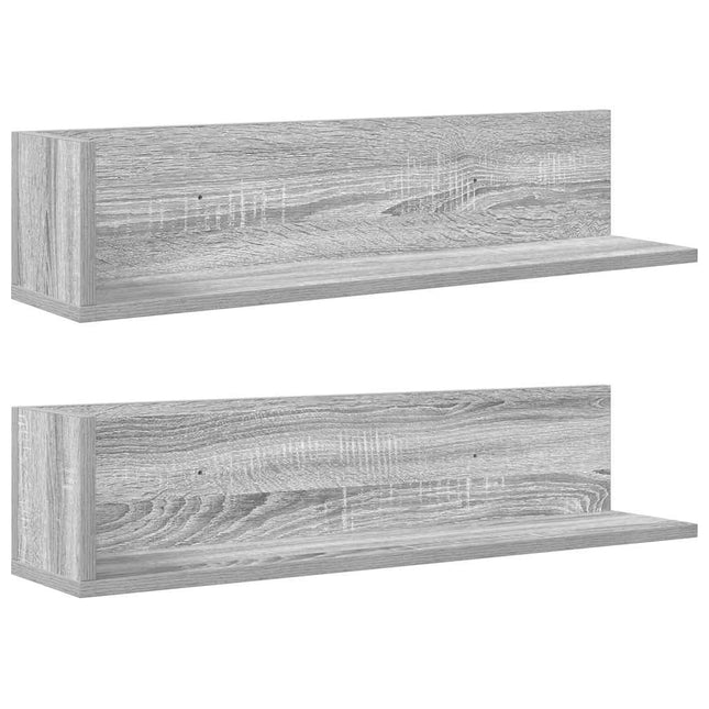 væghylder 2 stk. 75x16,5x16,5 cm konstrueret træ grå sonoma-eg