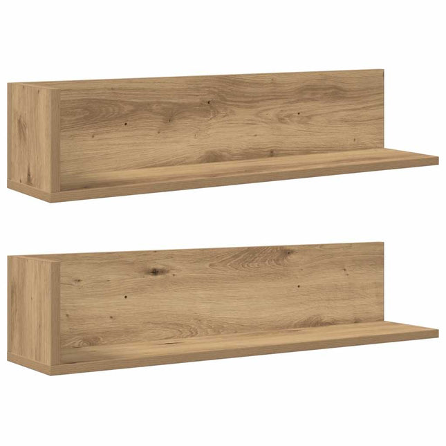 væghylder 2 stk. 75x16,5x16,5 cm konstrueret træ kunsteg