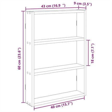 væghylde 43x9x60 cm konstrueret træ røget egetræsfinish