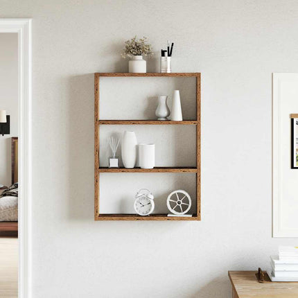 væghylde 43x9x60 cm konstrueret træ gammelt træ-look