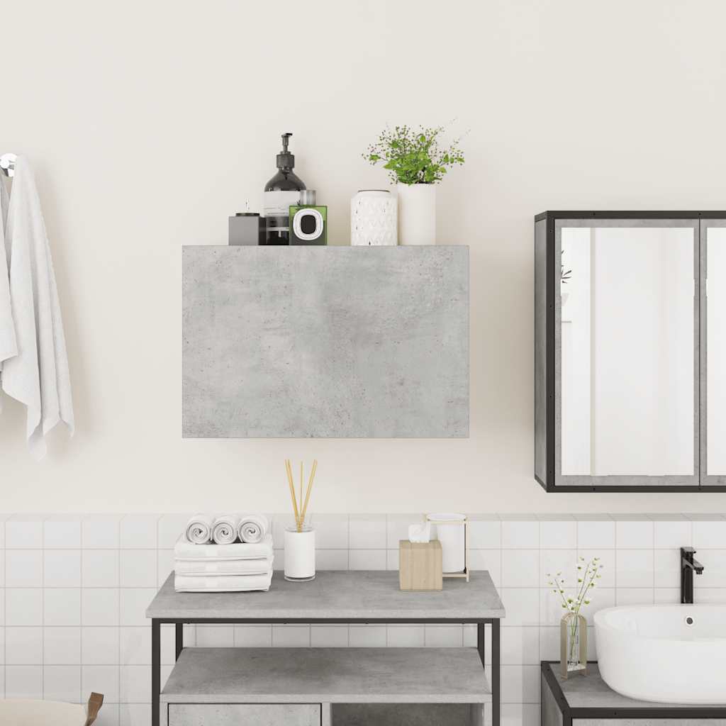 væghængt badeværelsesskab 60x25x40 cm konstrueret træ betongrå