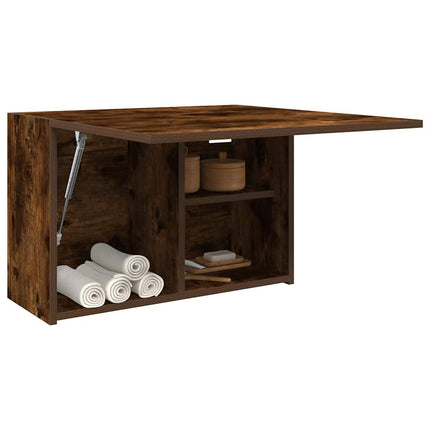 væghængt badeværelsesskab 60x25x40 cm konstrueret træ røget eg