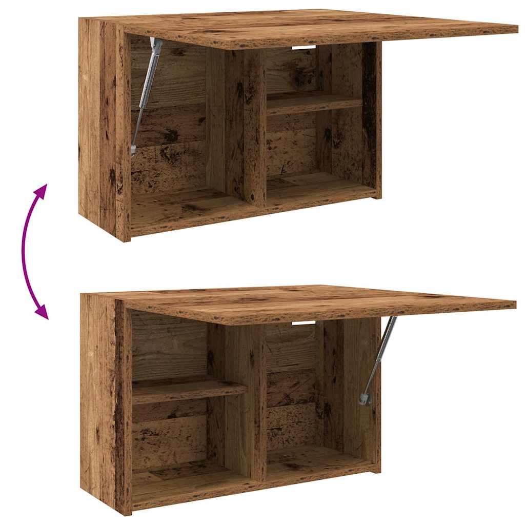 væghængt badeværelsesskab 60x25x40cm konstrueret træ antikt træ