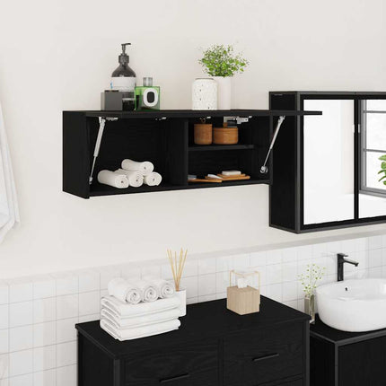 væghængt badeværelsesskab 80x25x30 cm konstrueret træ sort