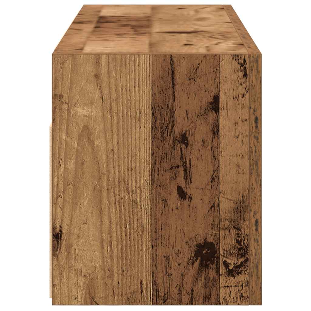 væghængt badeværelsesskab 80x25x30cm konstrueret træ antikt træ