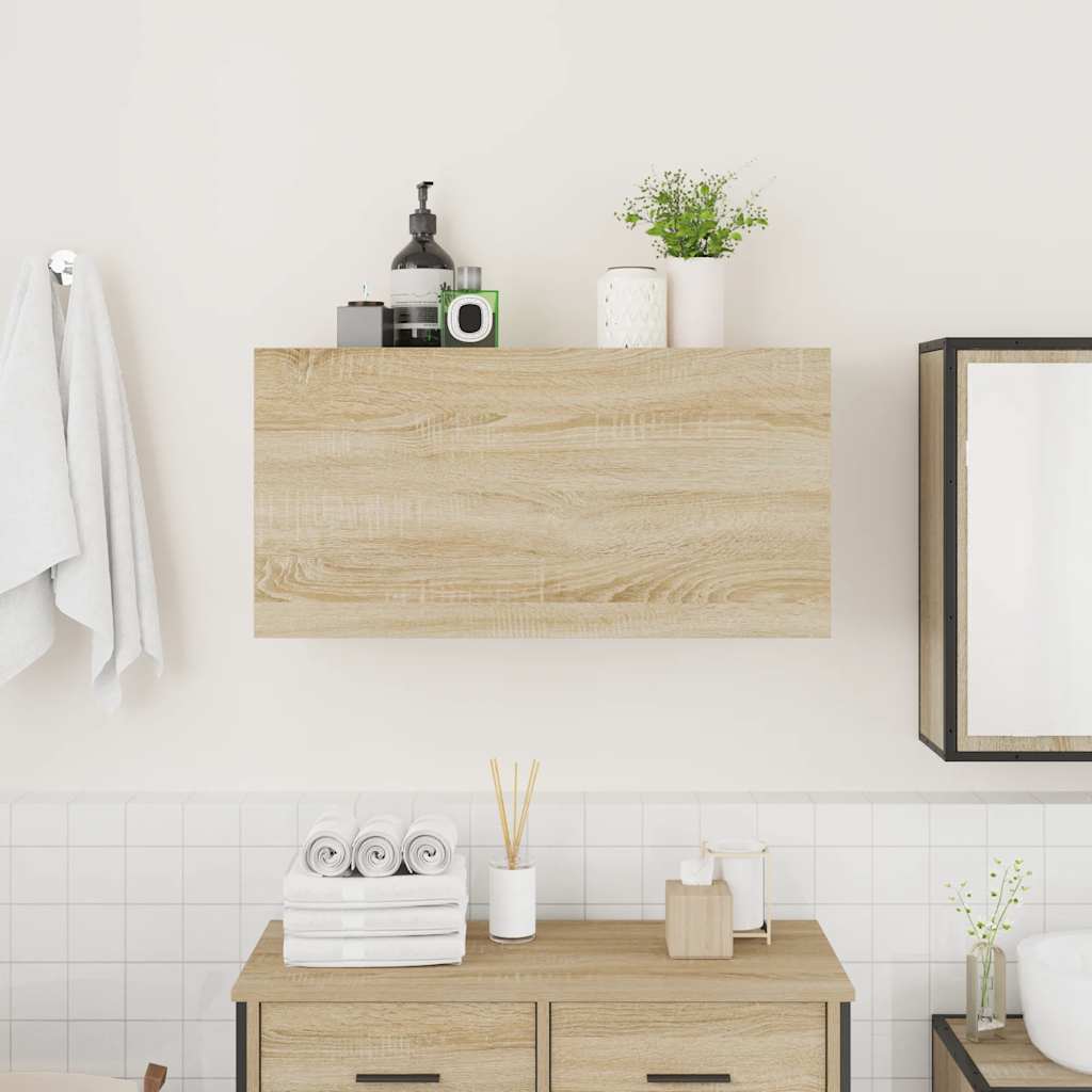 væghængt badeværelsesskab 80x25x40 cm konstrueret træ sonoma-eg