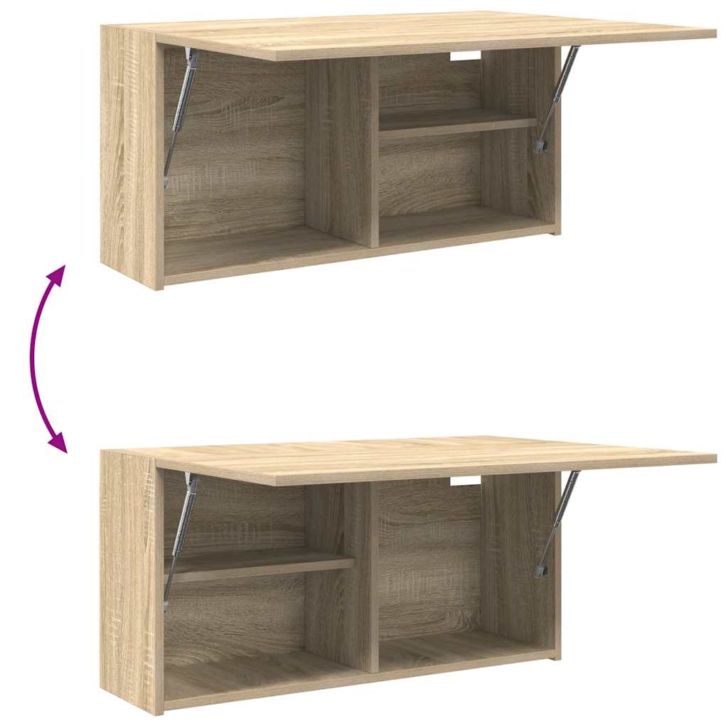 væghængt badeværelsesskab 80x25x40 cm konstrueret træ sonoma-eg