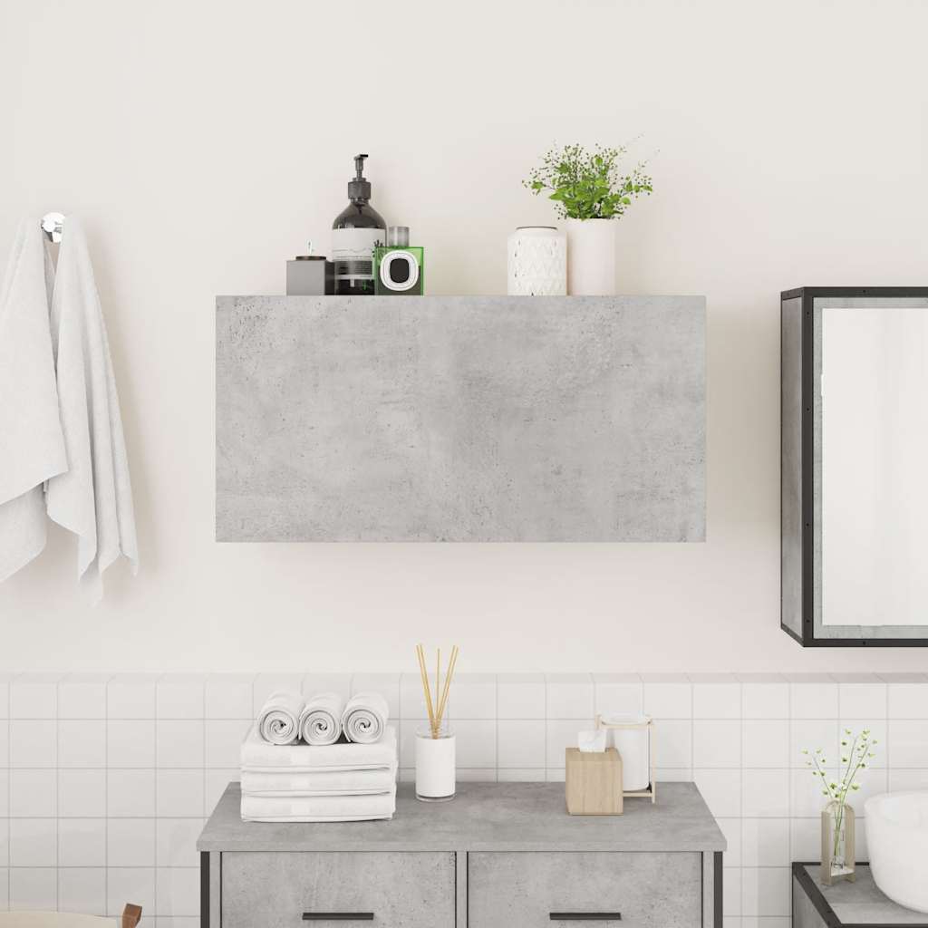 væghængt badeværelsesskab 80x25x40 cm konstrueret træ betongrå