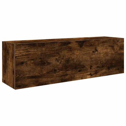 væghængt badeværelsesskab 100x25x30 cm konstrueret træ røget eg