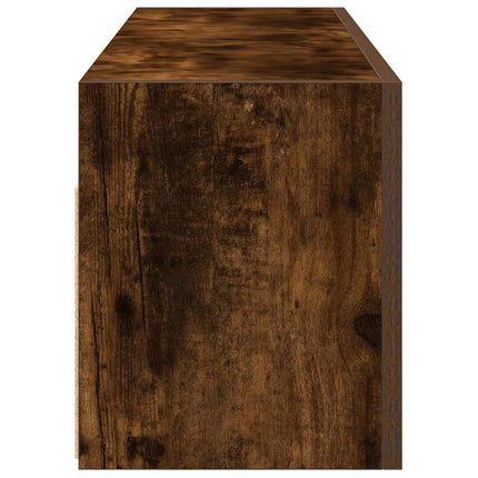 væghængt badeværelsesskab 100x25x30 cm konstrueret træ røget eg