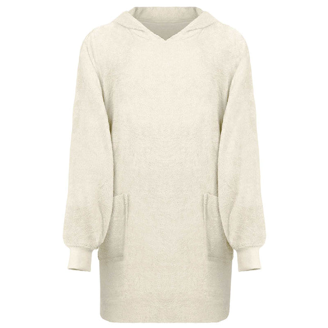 Tæppe-hoodie KINN Creme L Bomuld