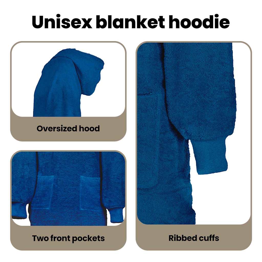 Tæppe-hoodie KINN Marineblå XXL Bomuld