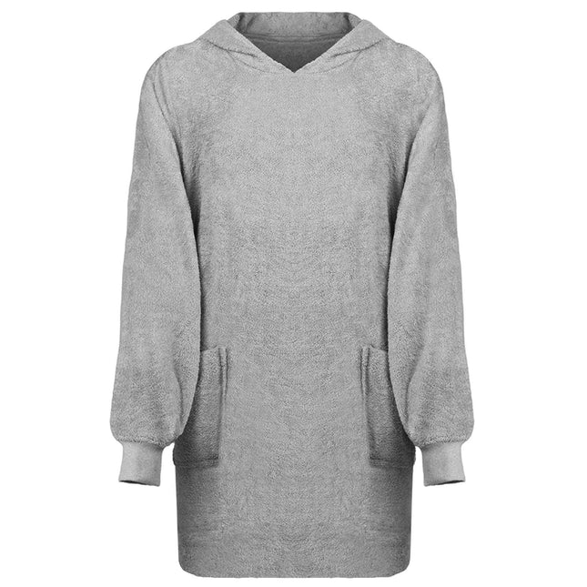 Tæppe-hoodie KINN Grå L Bomuld