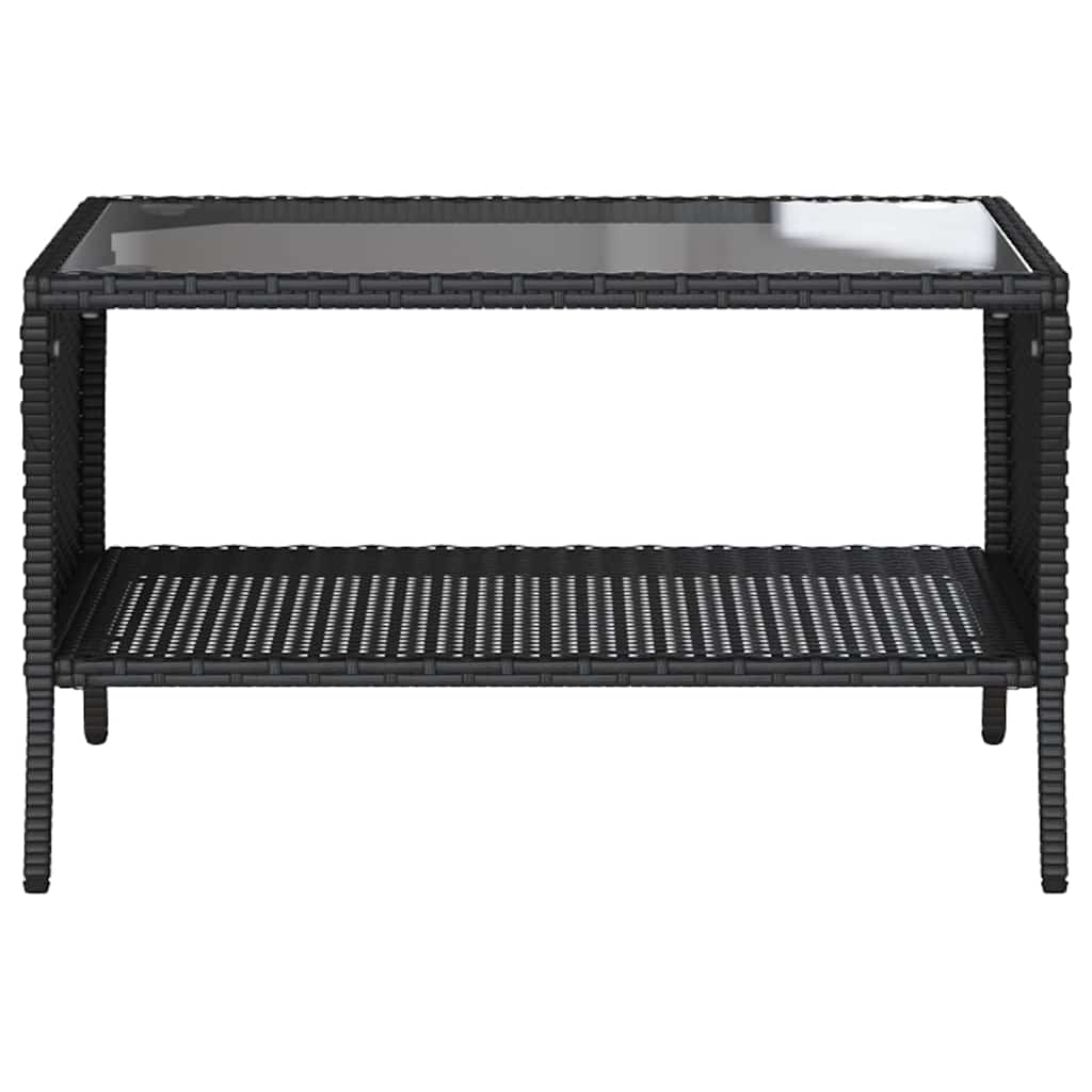 2-personers sofa med hynder og bord polyrattan sort