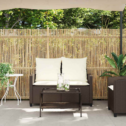 2-personers sofa med hynder og bord polyrattan brun