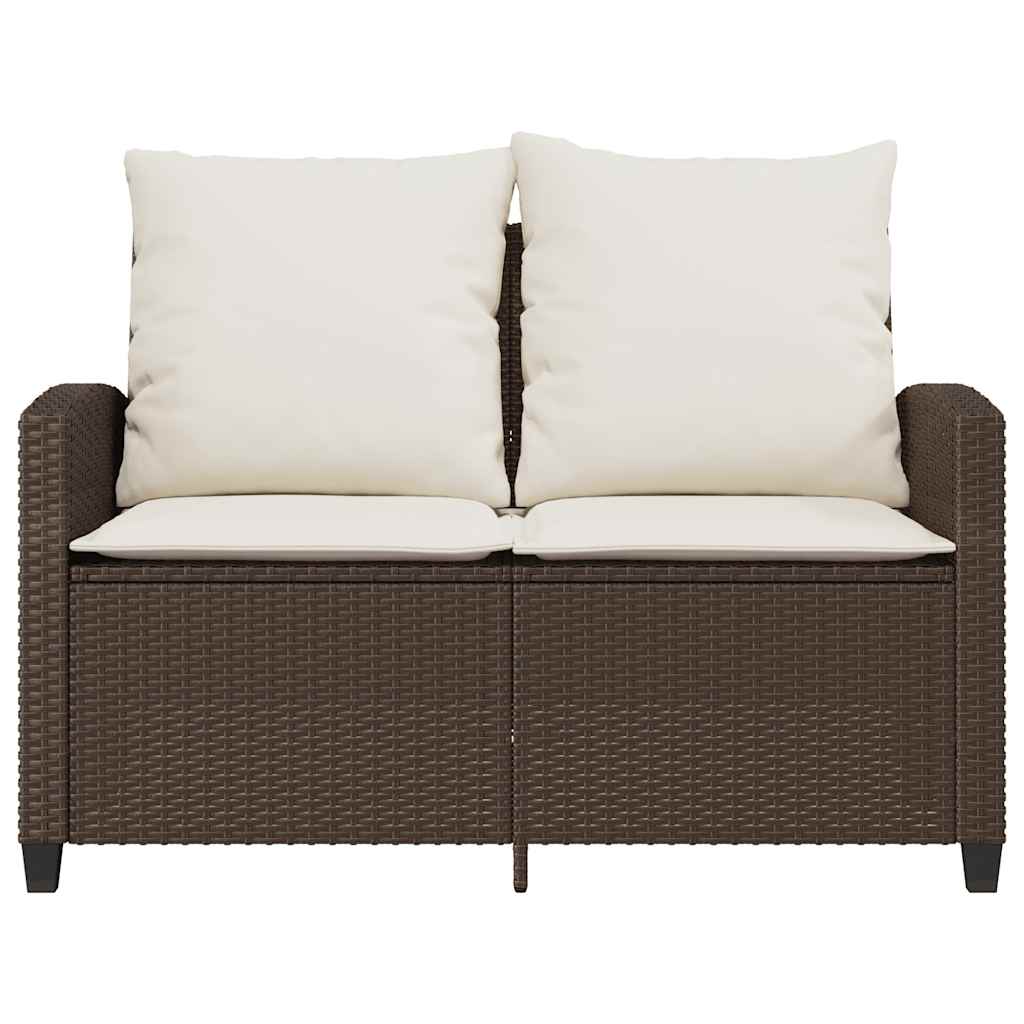 2-personers sofa med hynder og bord polyrattan brun