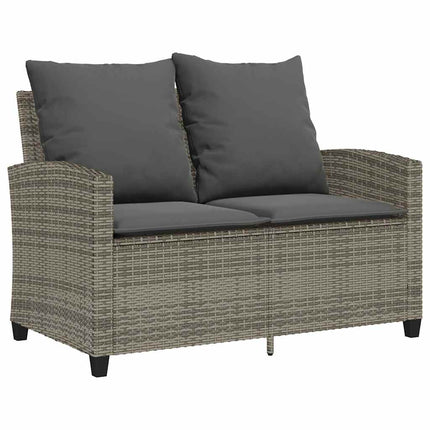 2-personers sofa med hynder og bord polyrattan grå