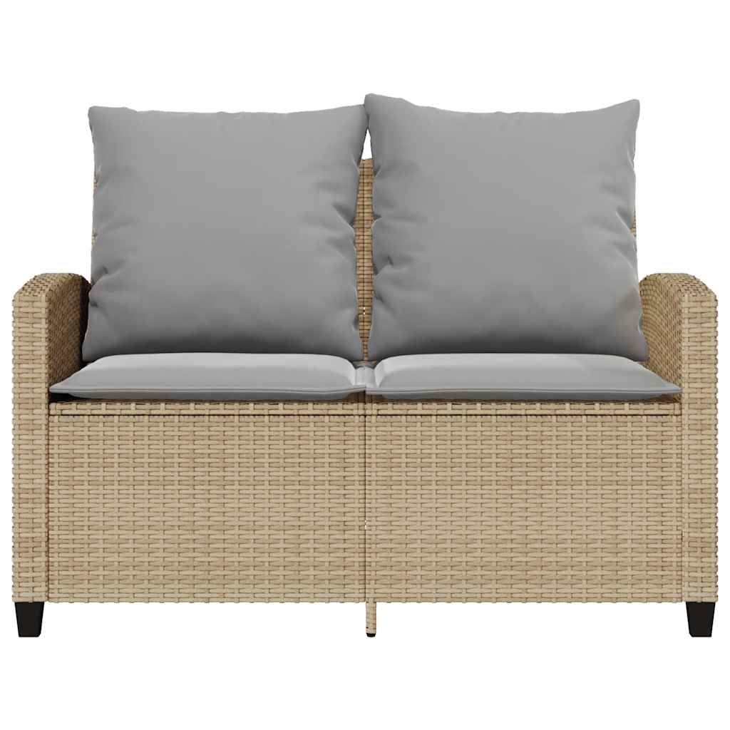 2-personers sofa med hynder og bord polyrattan beige