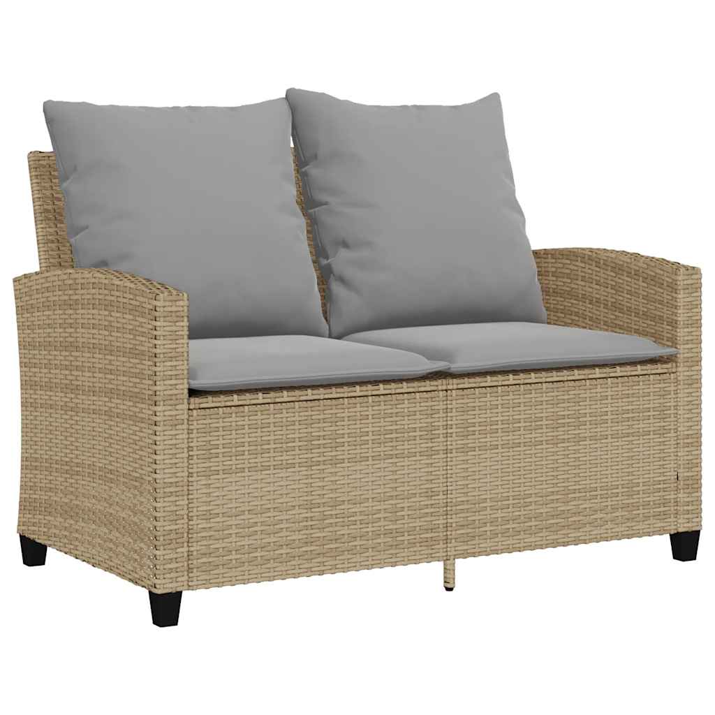2-personers sofa med hynder og bord polyrattan beige