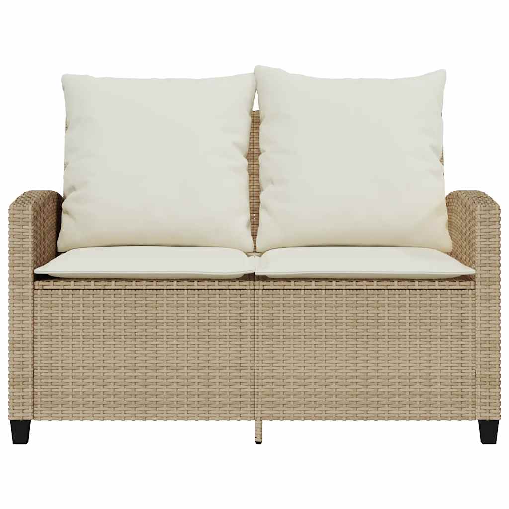 2-personers sofa med hynder og bord polyrattan beige