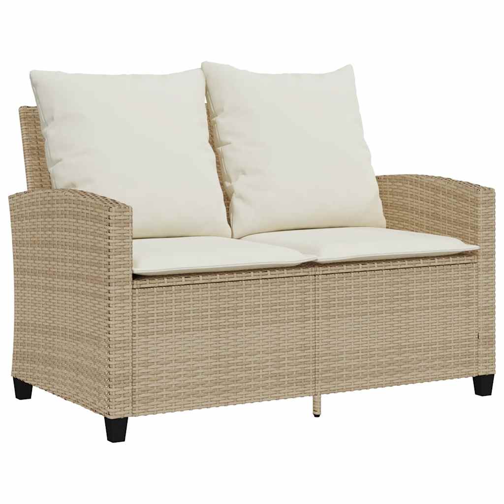 2-personers sofa med hynder og bord polyrattan beige