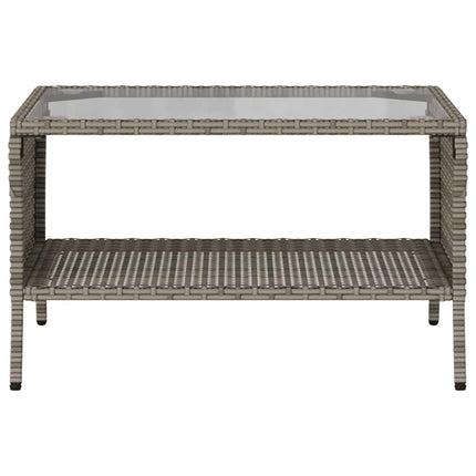 2-personers sofa med hynder og bord polyrattan grå