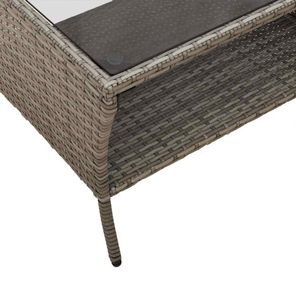 2-personers sofa med hynder og bord polyrattan grå
