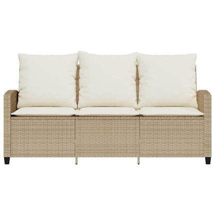 3-personers sofa med hynder og bord polyrattan beige