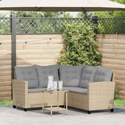 havesofa med bord og hynder L-formet polyrattan beige
