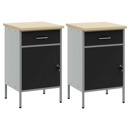 Arbejdsskab med skuffe 2 pcs Sort og grå 100 x 55 x 85 cm