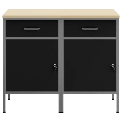 Arbejdsskab med skuffe 2 pcs Sort og grå 100 x 55 x 85 cm
