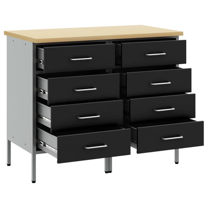 Arbejdsskab med skuffe 2 pcs Sort og grå 100 x 55 x 85 cm
