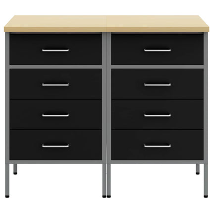 Arbejdsskab med skuffe 2 pcs Sort og grå 100 x 55 x 85 cm