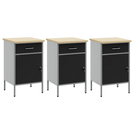 Arbejdsskab med skuffe 3 pcs Sort og grå 150 x 55 x 85 cm