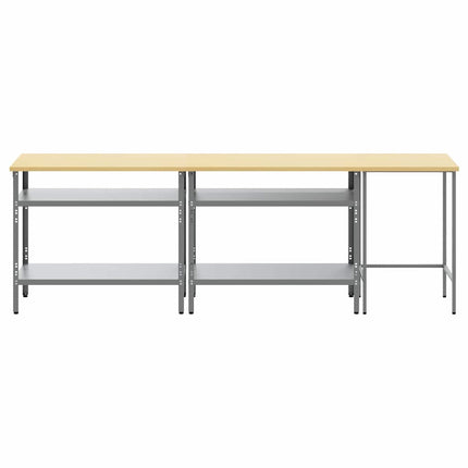 Arbejdsbænk sæt 3 stk. Beige og grå Pulverlakeret stål