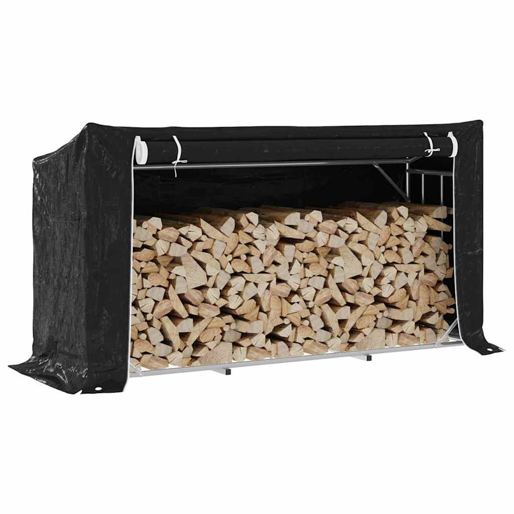 Brændestativ med regnslag - galvaniseret stål 200,5 × 60,5 × 110,5 cm