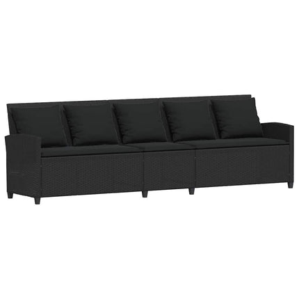 5-personers havesofa med hynder polyrattan sort