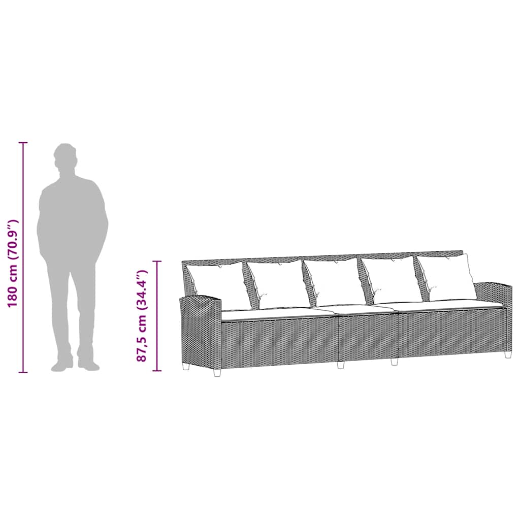 5-personers havesofa med hynder polyrattan brun