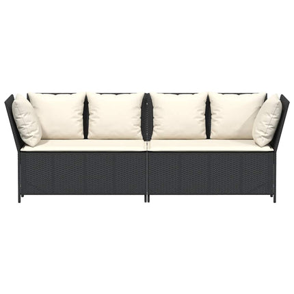 havesofa med hynder polyrattan sort