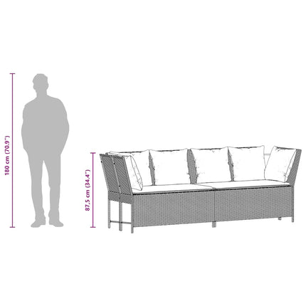 havesofa med hynder polyrattan sort