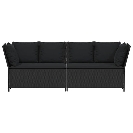 havesofa med hynder polyrattan sort