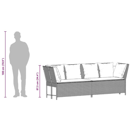 havesofa med hynder polyrattan beige