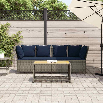havesofa med hynder polyrattan grå